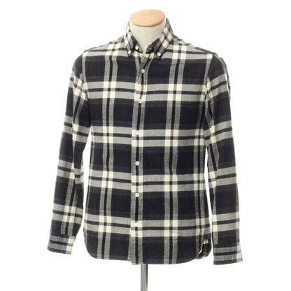 [Used] EDIFICE Cotton Check Button-down Casual Shirt Black x White [38] [Condition Rank C] [Men&