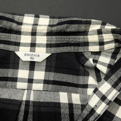 [Used] EDIFICE Cotton Check Button-down Casual Shirt Black x White [38] [Condition Rank C] [Men&