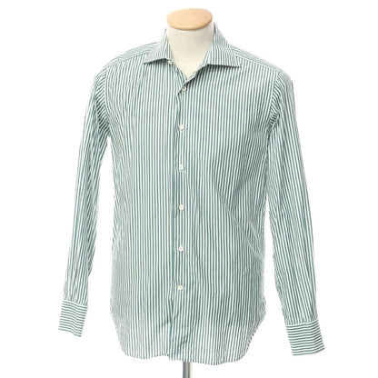 [Used] ORIAN Cotton Striped Wide Collar Dress Shirt Green x White [37] [Condition Rank C] [Men&