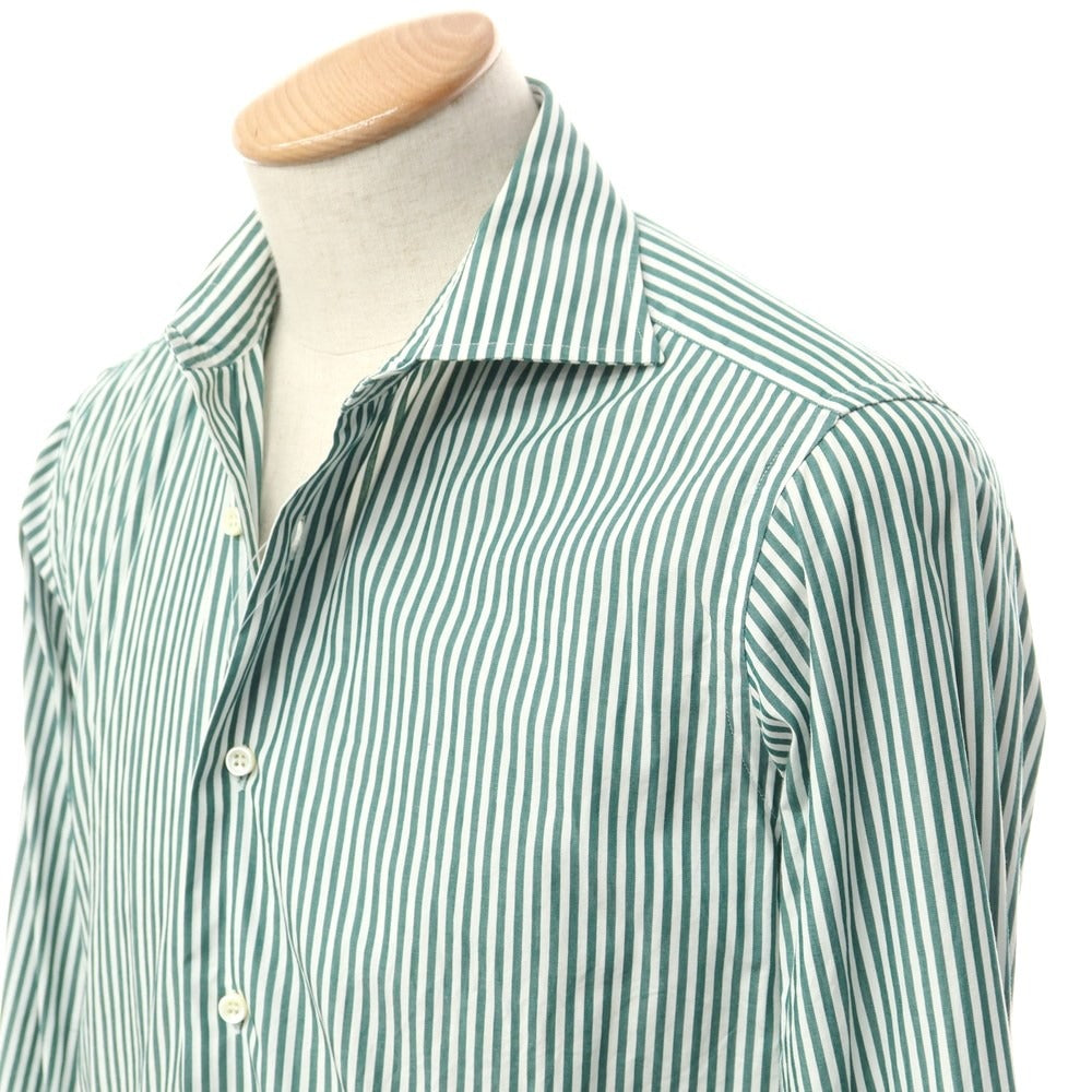 [Used] ORIAN Cotton Striped Wide Collar Dress Shirt Green x White [37] [Condition Rank C] [Men&