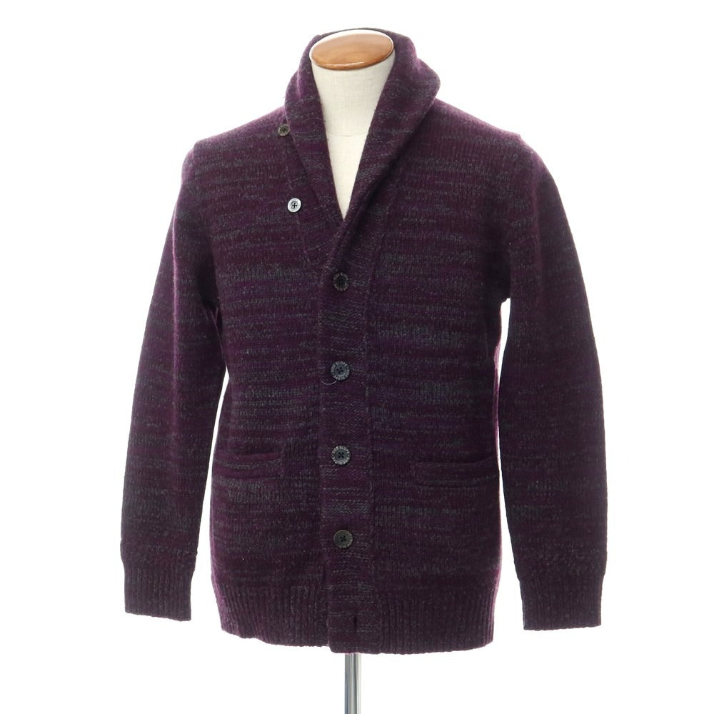 [Used] Side Slope Mid-gauge Wool Cashmere Shawl Collar Cardigan Purple x Gray [2] [Condition Rank C] [Men&