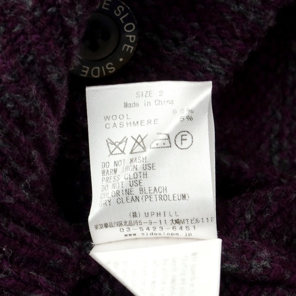 [Used] Side Slope Mid-gauge Wool Cashmere Shawl Collar Cardigan Purple x Gray [2] [Condition Rank C] [Men&