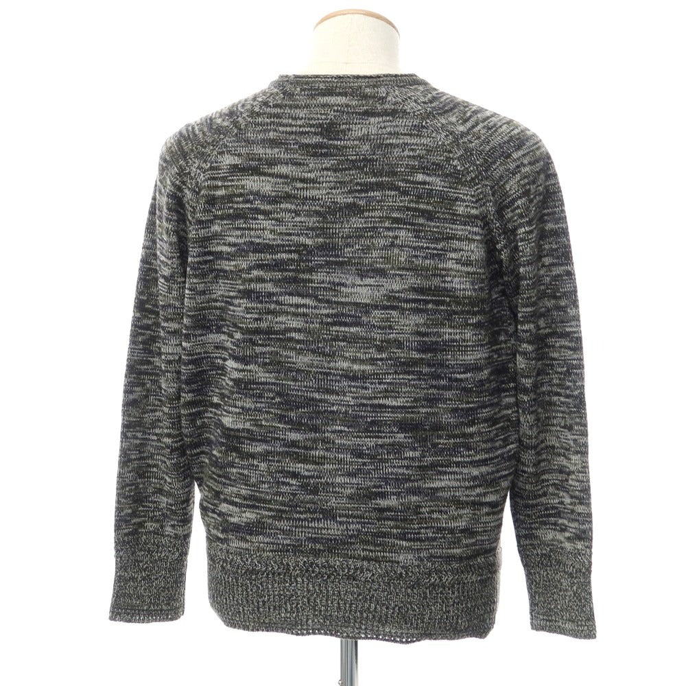 [Used] Side Slope Mid-gauge wool crew neck knit, gray x olive [2] [Condition: C] [Men&