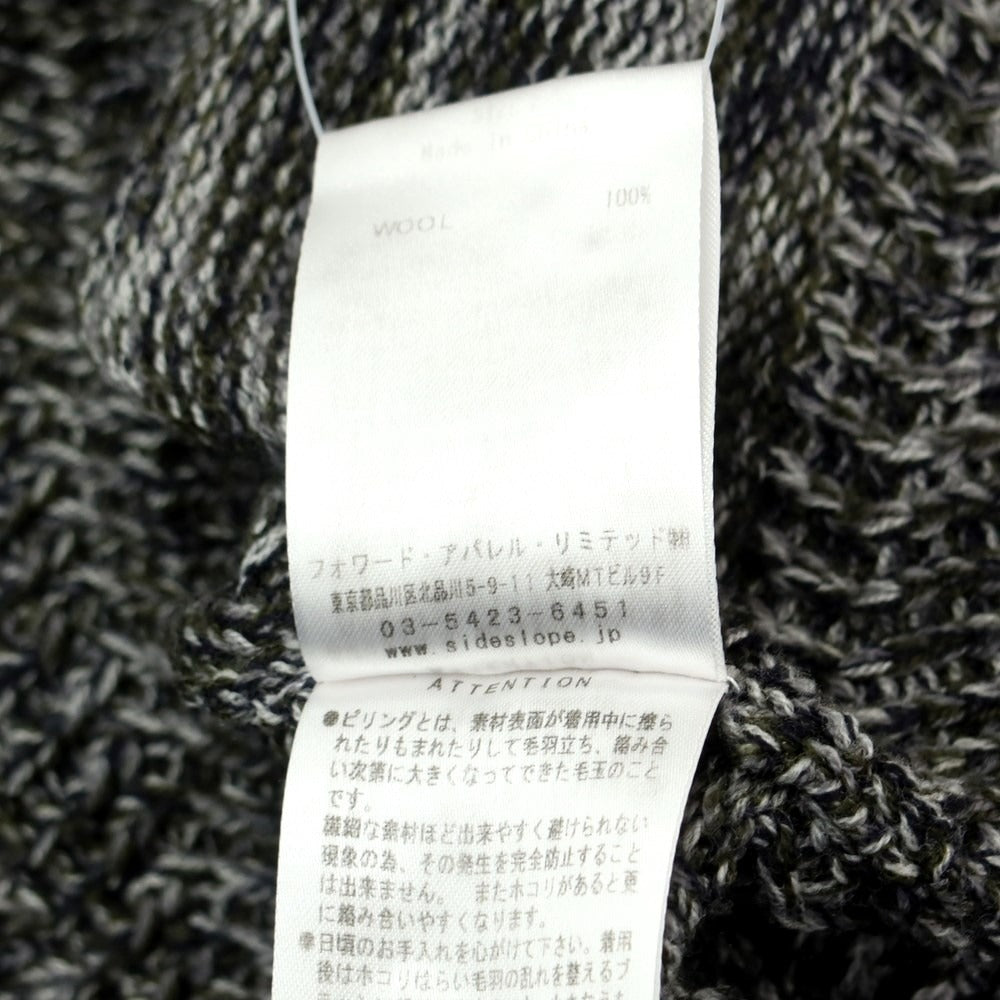 [Used] Side Slope Mid-gauge wool crew neck knit, gray x olive [2] [Condition: C] [Men&