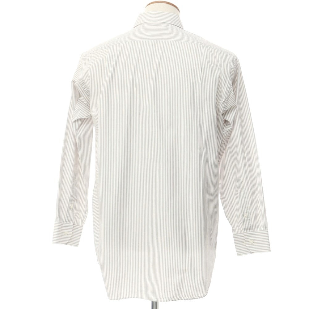 [Used] LANVIN COLLECTION Cotton Striped Regular Collar Dress Shirt White x Brown [40-82] [Condition Rank B] [Men&