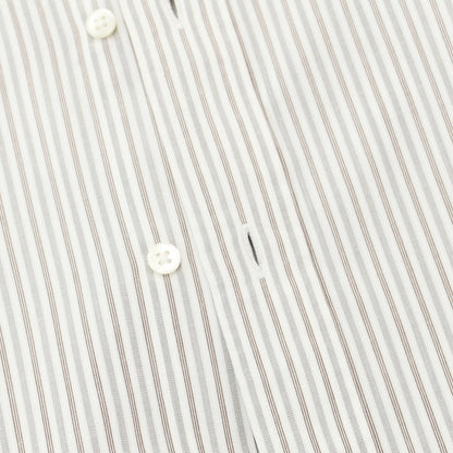 [Used] LANVIN COLLECTION Cotton Striped Regular Collar Dress Shirt White x Brown [40-82] [Condition Rank B] [Men&