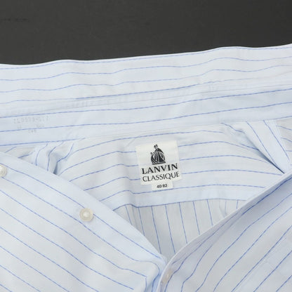 [Used] LANVIN Cotton Striped Regular Collar Dress Shirt Blue [40-82] [Condition Rank C] [Men&