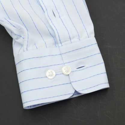 [Used] LANVIN Cotton Striped Regular Collar Dress Shirt Blue [40-82] [Condition Rank C] [Men&