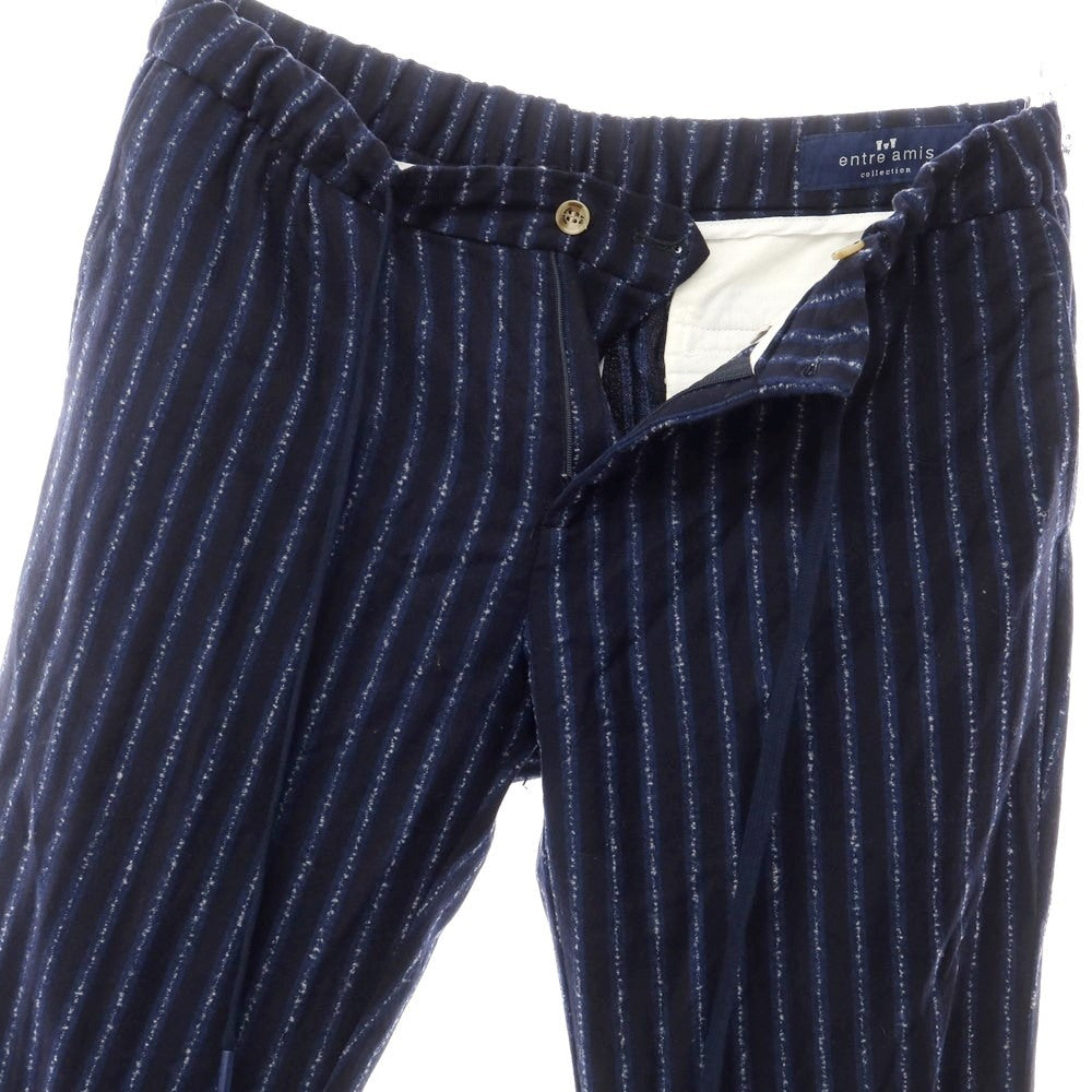 [Used] ENTRE AMIS Wool Striped Easy Slacks Pants Navy [34] [Condition Rank C] [Men&