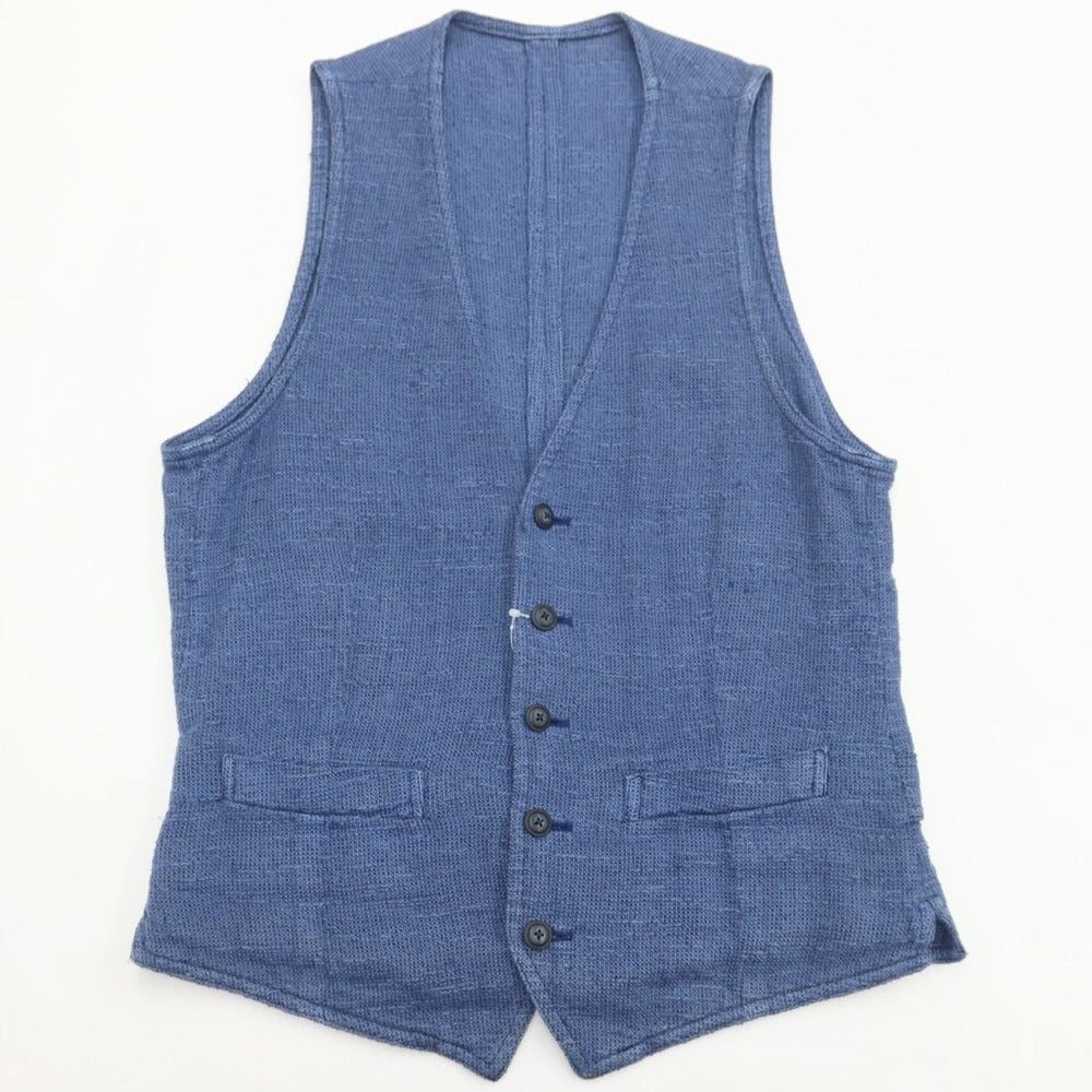 [Used] LARDINI Linen Cotton Vest Casual Gilet Blue [42] [Condition Rank C] [Men&