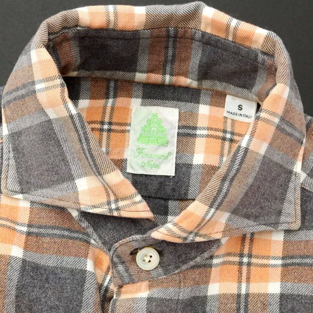 [Used] Finamore Cotton Horizontal Collar Casual Shirt Gray x Orange [S] [Condition Rank B] ​​[Men&