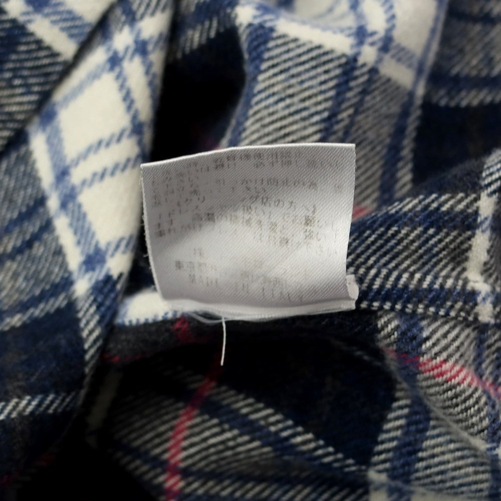 [Used] Finamore Cotton Check Wide Collar Casual Shirt Navy x White [M] [Condition Rank C] [Men&