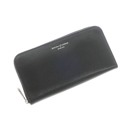 [Used] Aspinal of London Embossed Leather Zip Around Long Wallet Black [Condition Rank A] [Men&