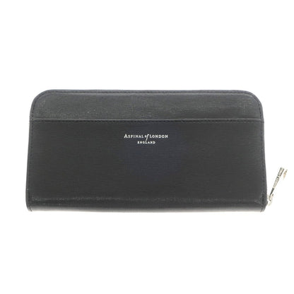 [Used] Aspinal of London Embossed Leather Zip Around Long Wallet Black [Condition Rank A] [Men&