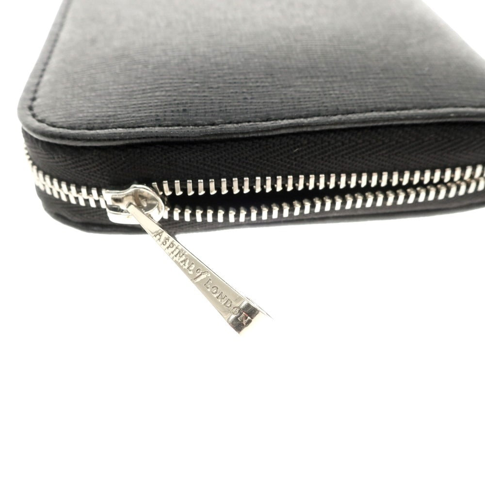 [Used] Aspinal of London Embossed Leather Zip Around Long Wallet Black [Condition Rank A] [Men&