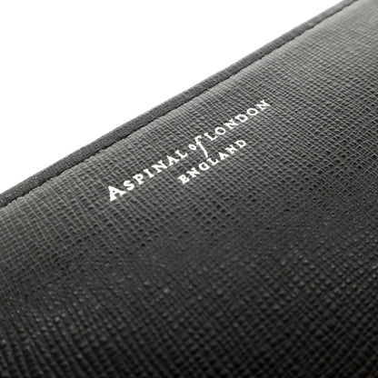 [Used] Aspinal of London Embossed Leather Zip Around Long Wallet Black [Condition Rank A] [Men&